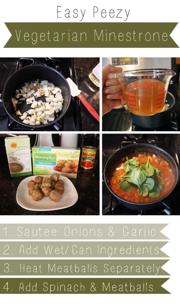 Easy Peezy Vegetarian Minestrone - perfect for lunches with Morningstar Farms meatballs recipe