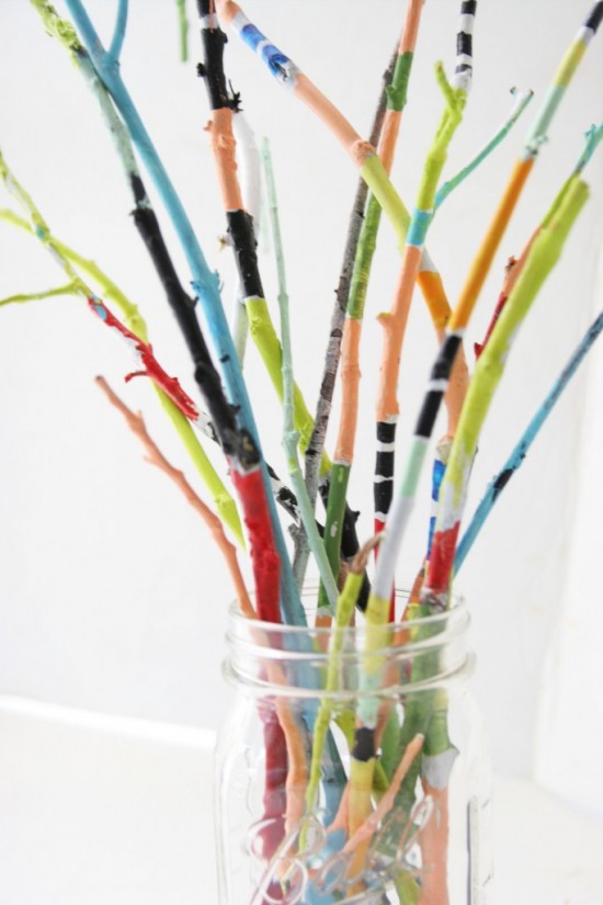 painted twig bouquet